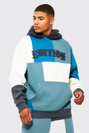 Oversized Panelled And Borg Hoodie