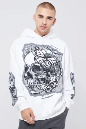 Oversized Skull Print Hoodie