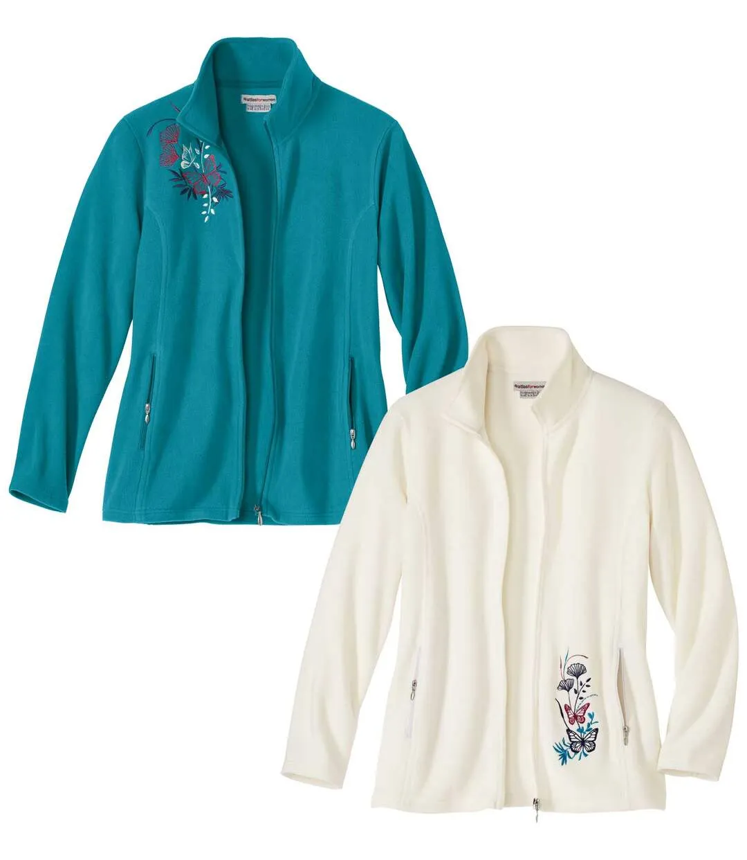 Pack of 2 Women's Microfleece Jackets - Blue Ecru