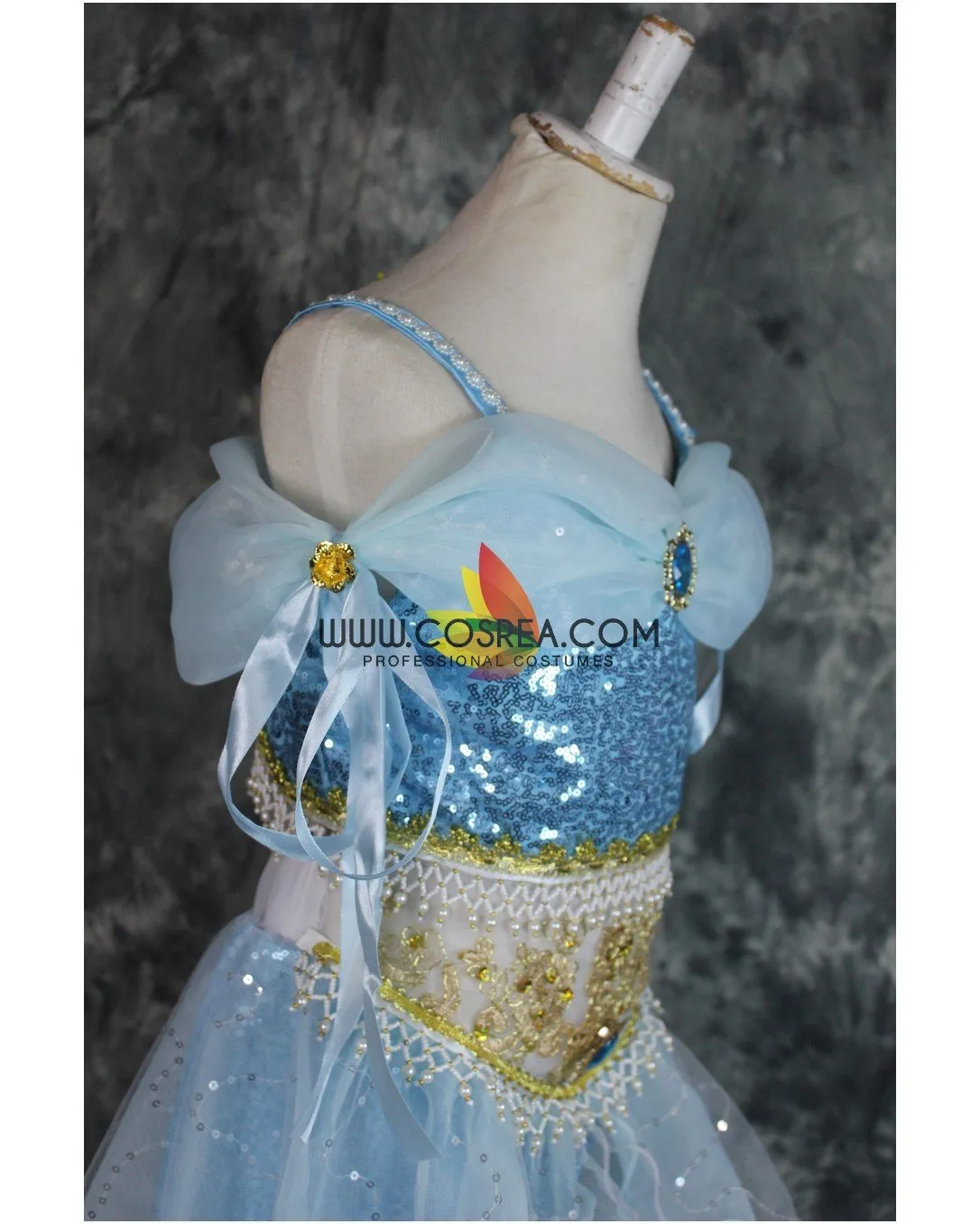 Princess Jasmine Blue Sequined Aladdin Cosplay Costume