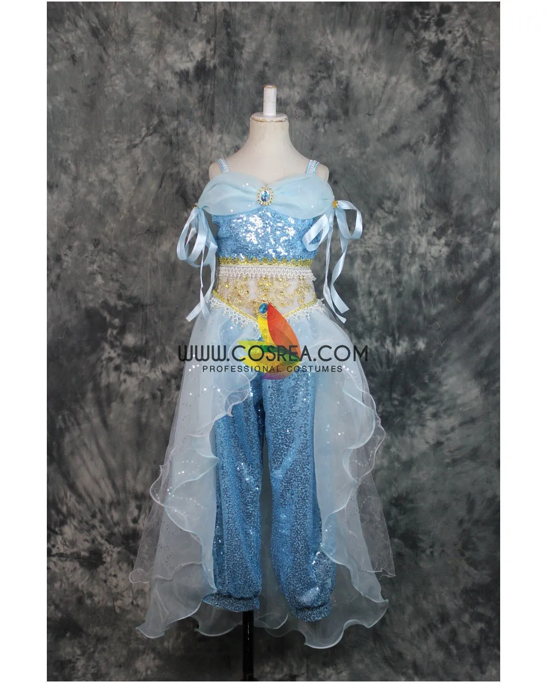 Princess Jasmine Blue Sequined Aladdin Cosplay Costume