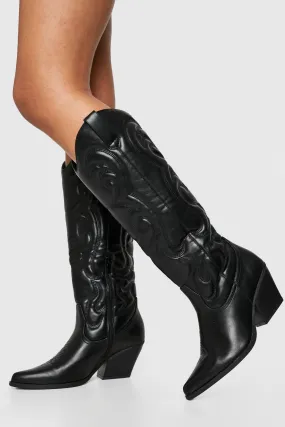 Pu Embossed Western Cowboy Boots