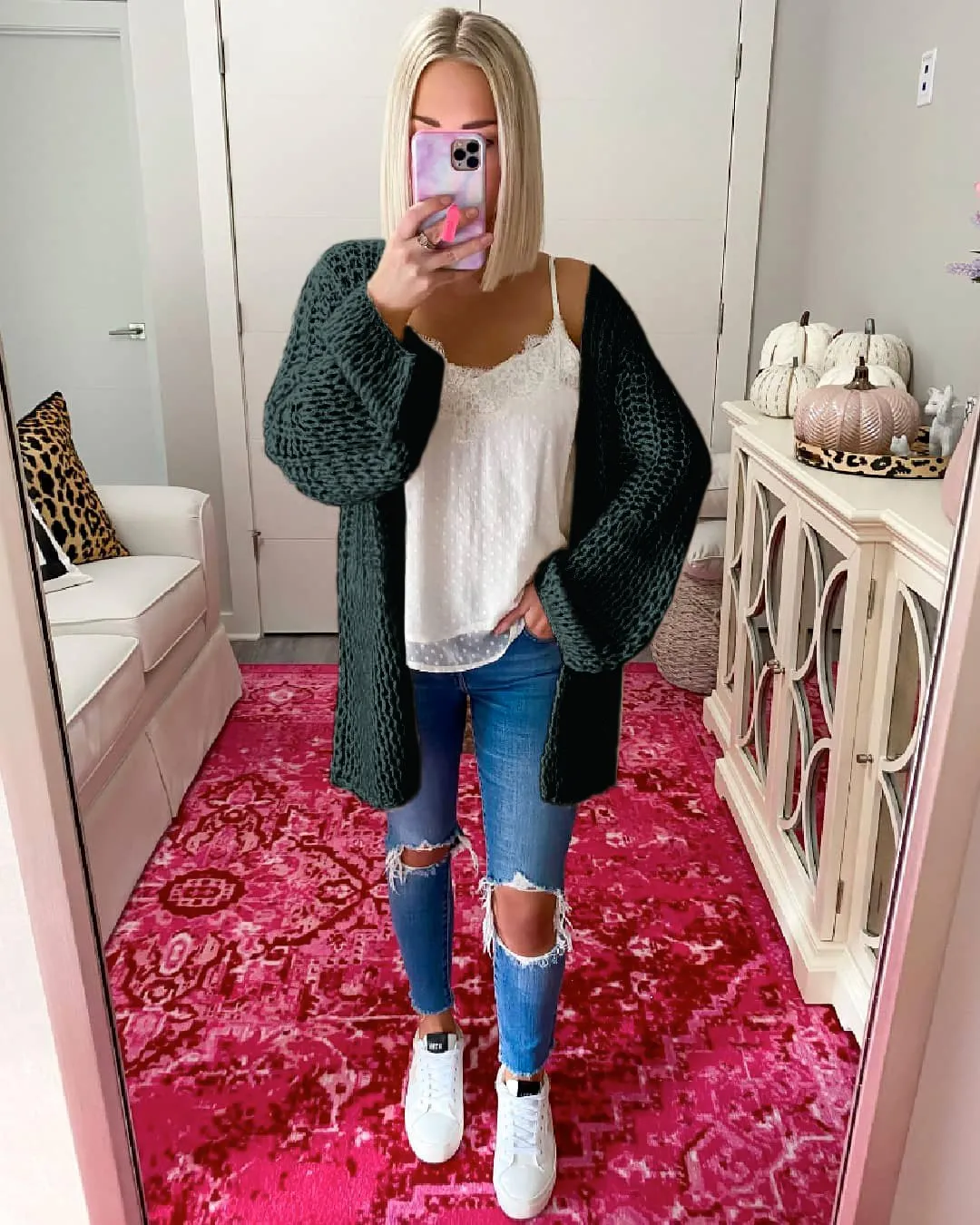 Pull Cardigan en Tricot Ouvert Devant