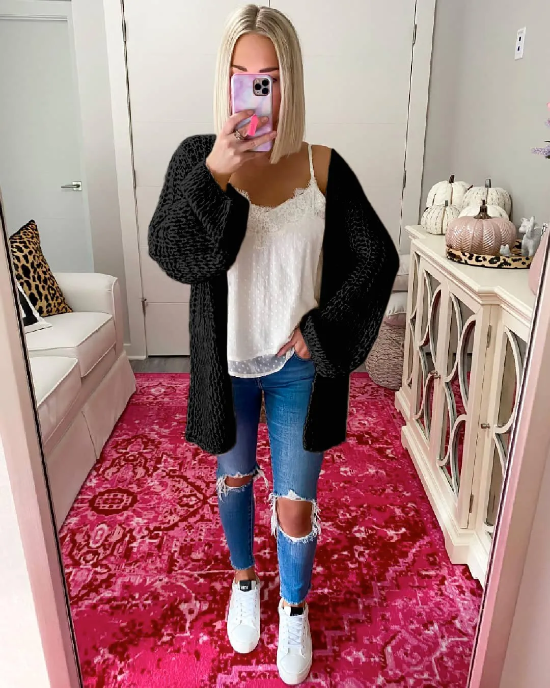 Pull Cardigan en Tricot Ouvert Devant