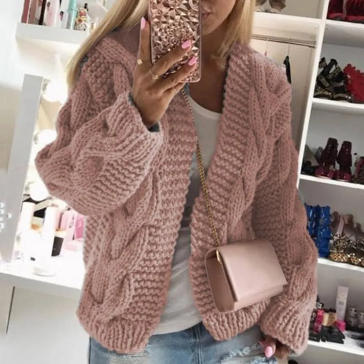 Pull cardigan torsadé