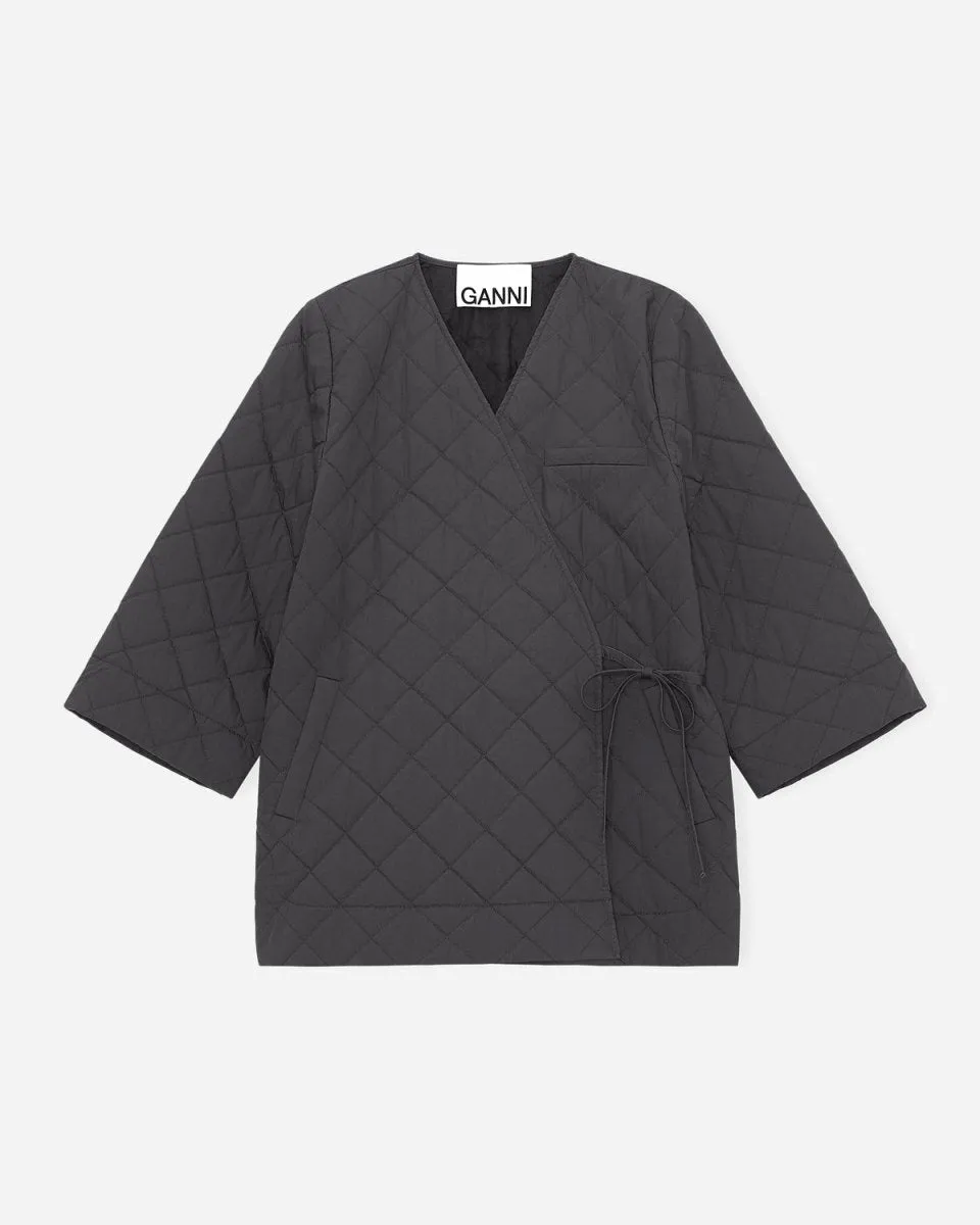 Quilted Wrap Coat - Phantom