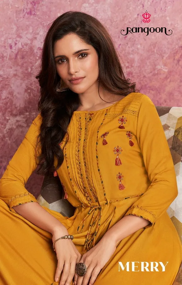 Rangoon Merry Embroidered Khatli Work Kurti Collection