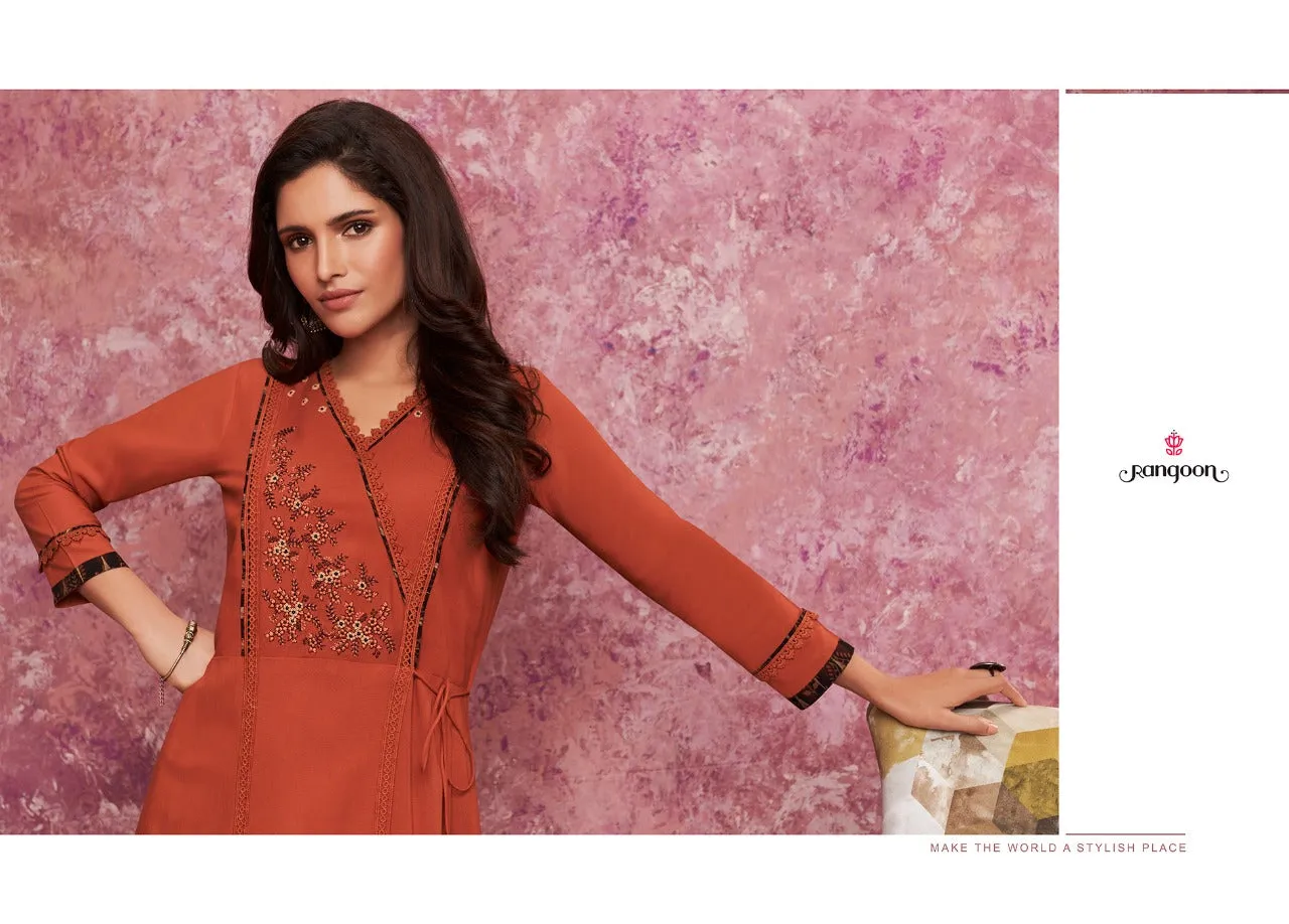 Rangoon Merry Embroidered Khatli Work Kurti Collection