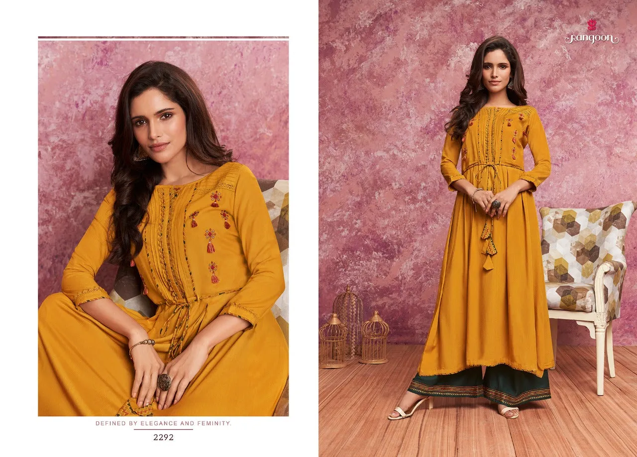 Rangoon Merry Embroidered Khatli Work Kurti Collection