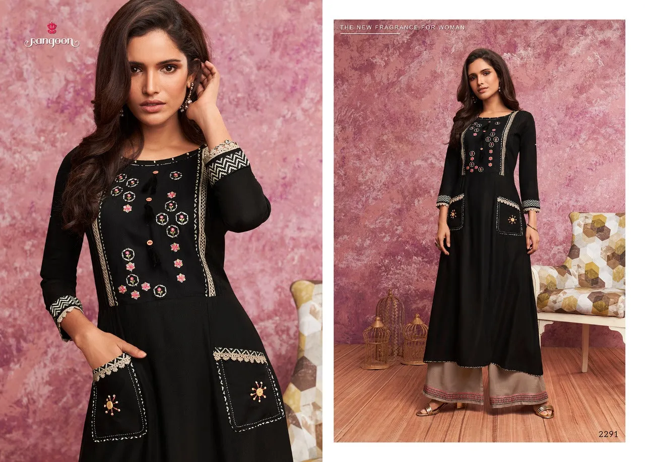 Rangoon Merry Embroidered Khatli Work Kurti Collection