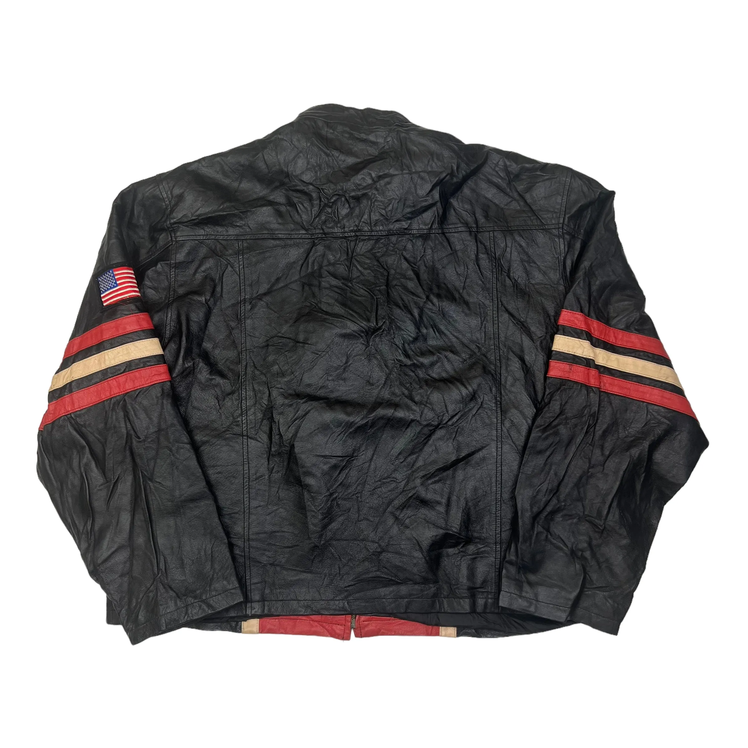 Red & Black USA Leather Racing Jacket