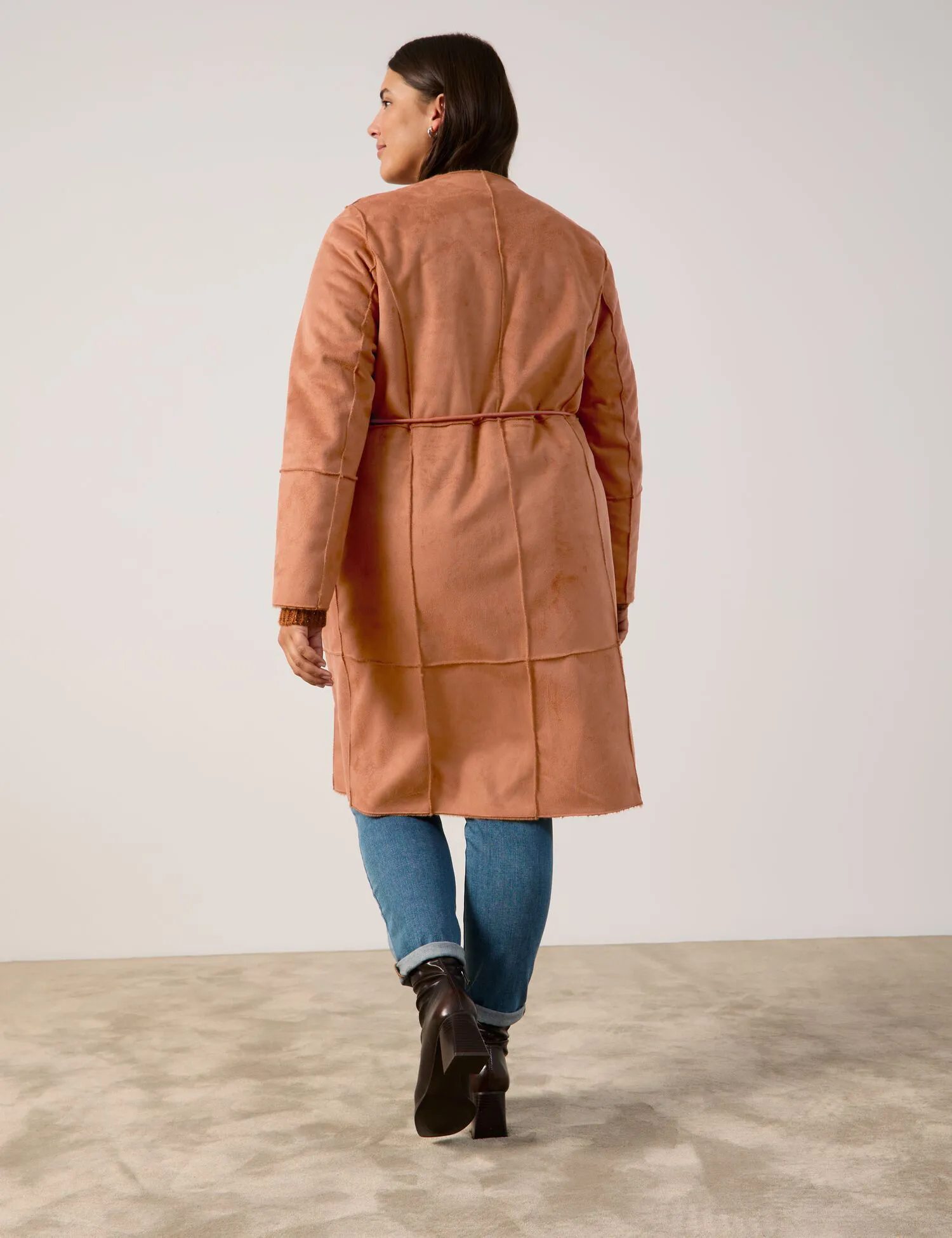 Reversible coat in a lambskin look