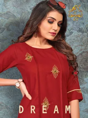 RIJIYA TRENDS DREAM MAGIC SLUB WITH HAND WORK KURTI COLLECTION