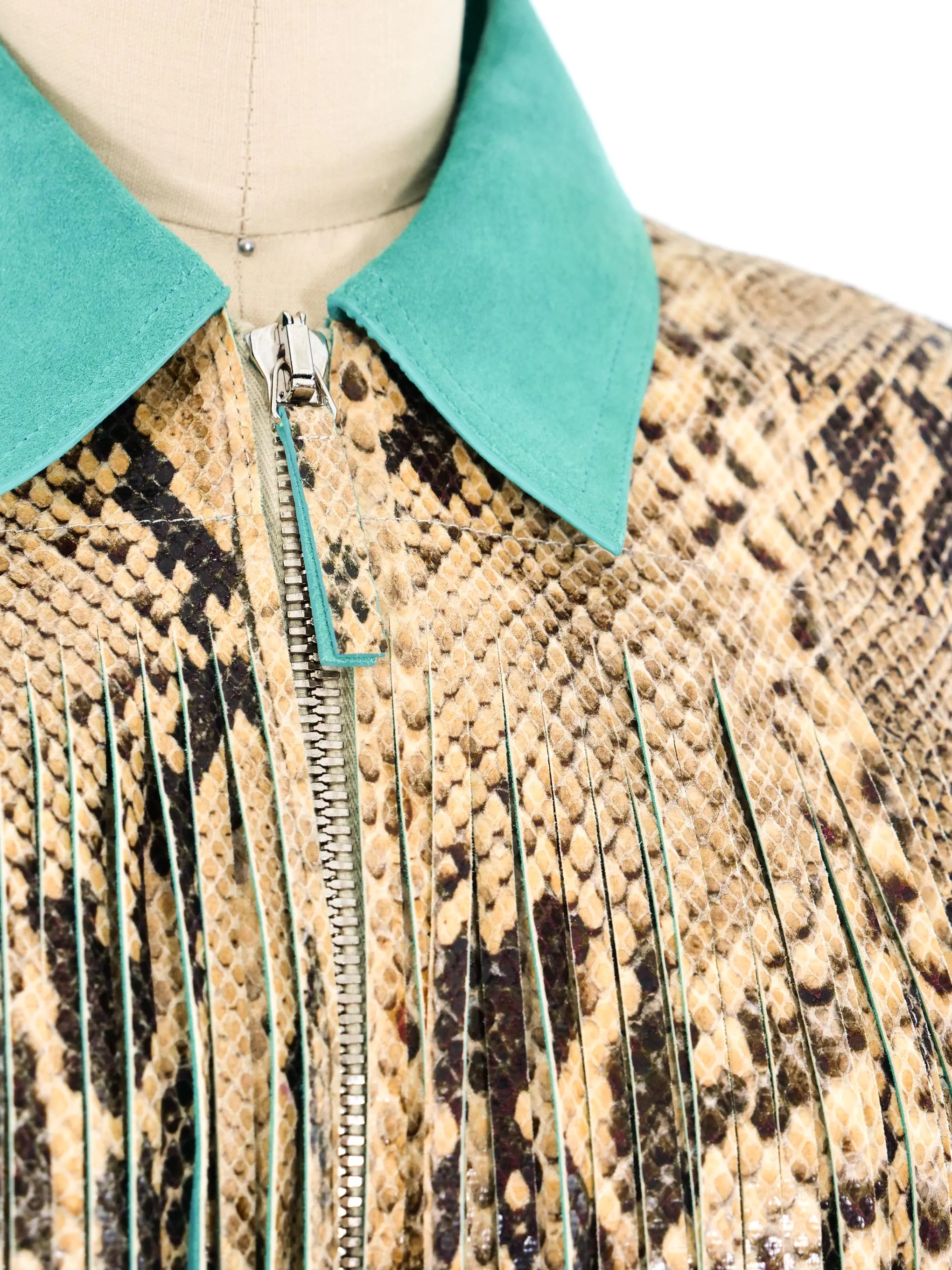 Roberto Cavalli Snake Print Fringed Jacket