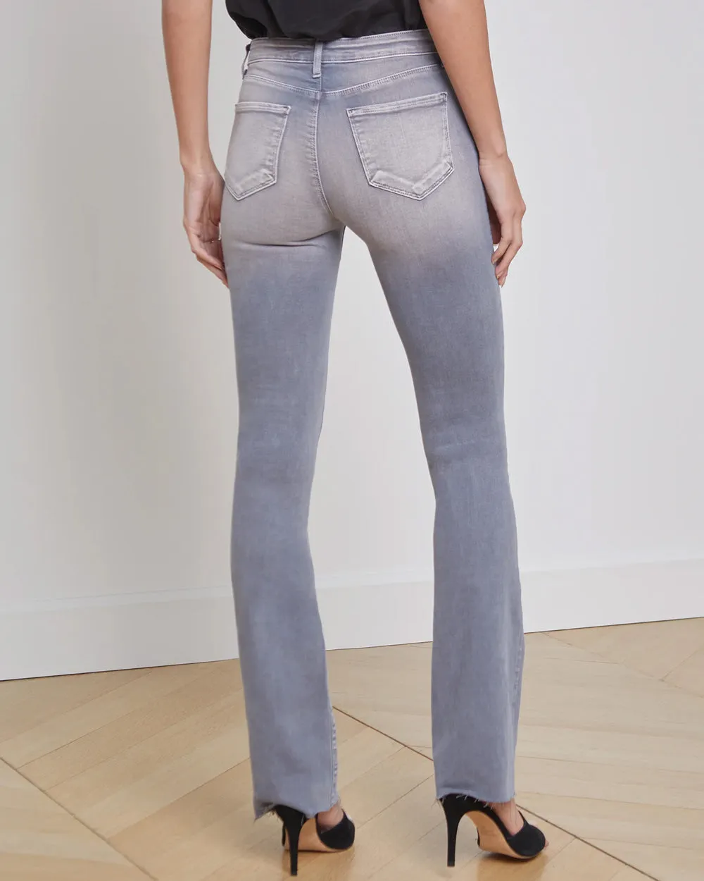 Ruth High Rise Straight Raw Hem Jean in Cool Grey