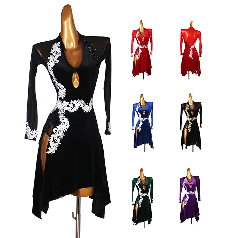 Serenade Latin Dance Outfits | Red/Green/Purple/Black/Blue | LQ207