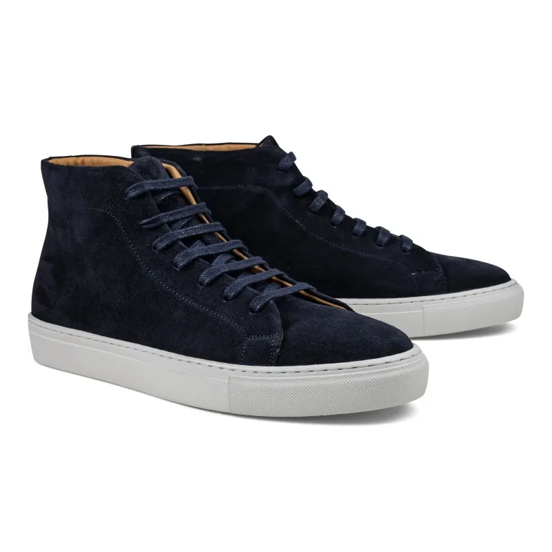 Skolyx premium sneaker high top in navy suede