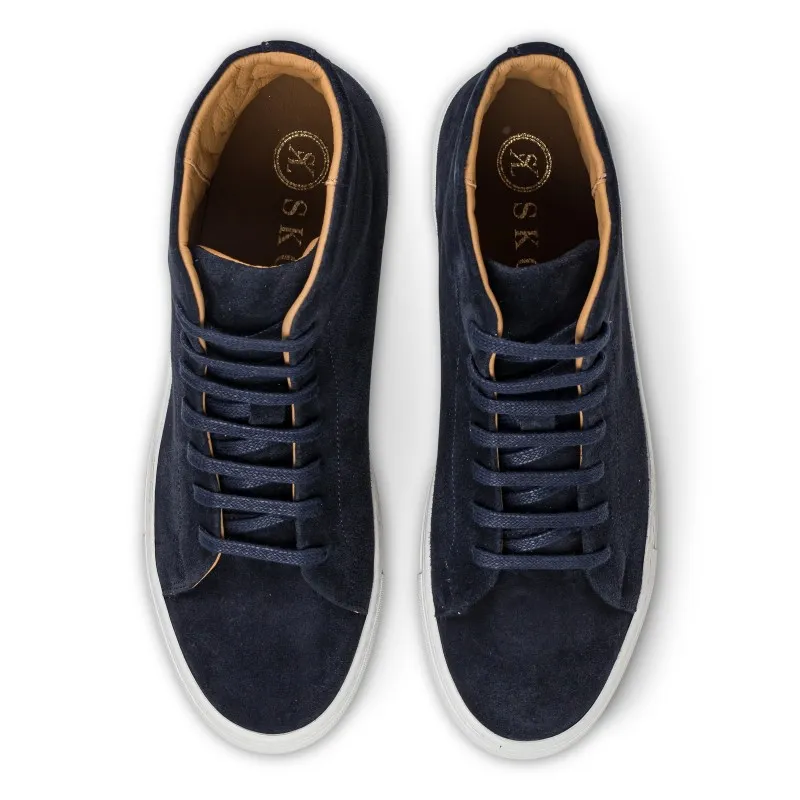 Skolyx premium sneaker high top in navy suede