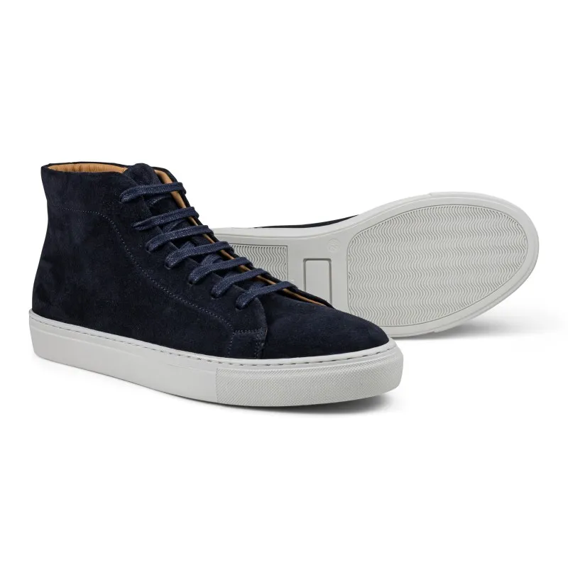 Skolyx premium sneaker high top in navy suede