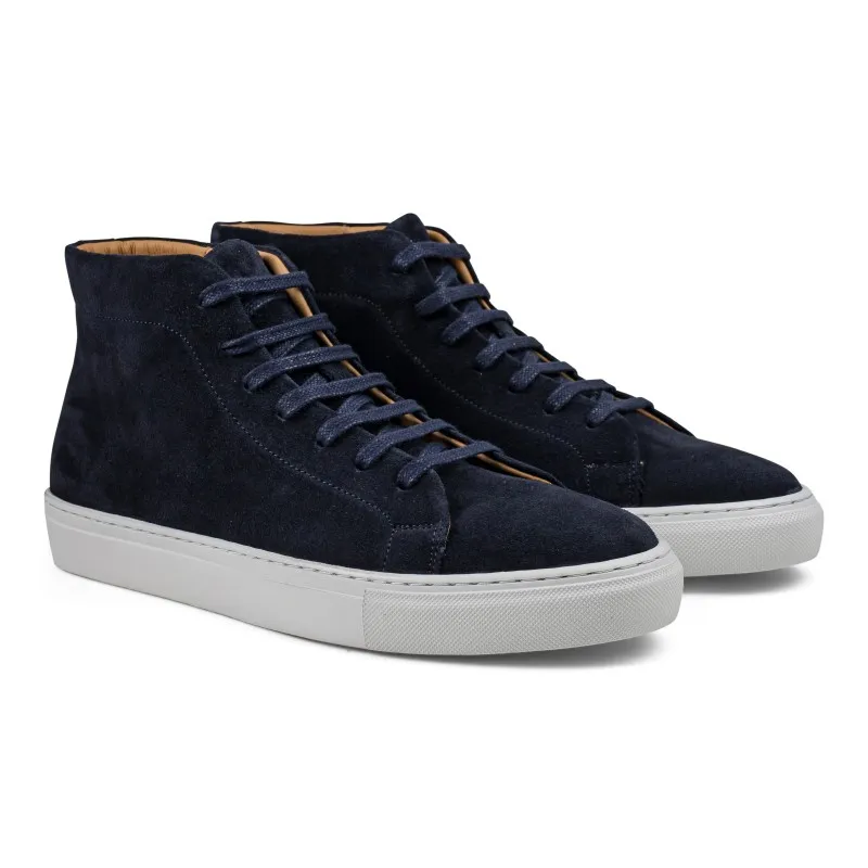 Skolyx premium sneaker high top in navy suede