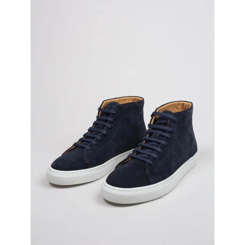 Skolyx premium sneaker high top in navy suede