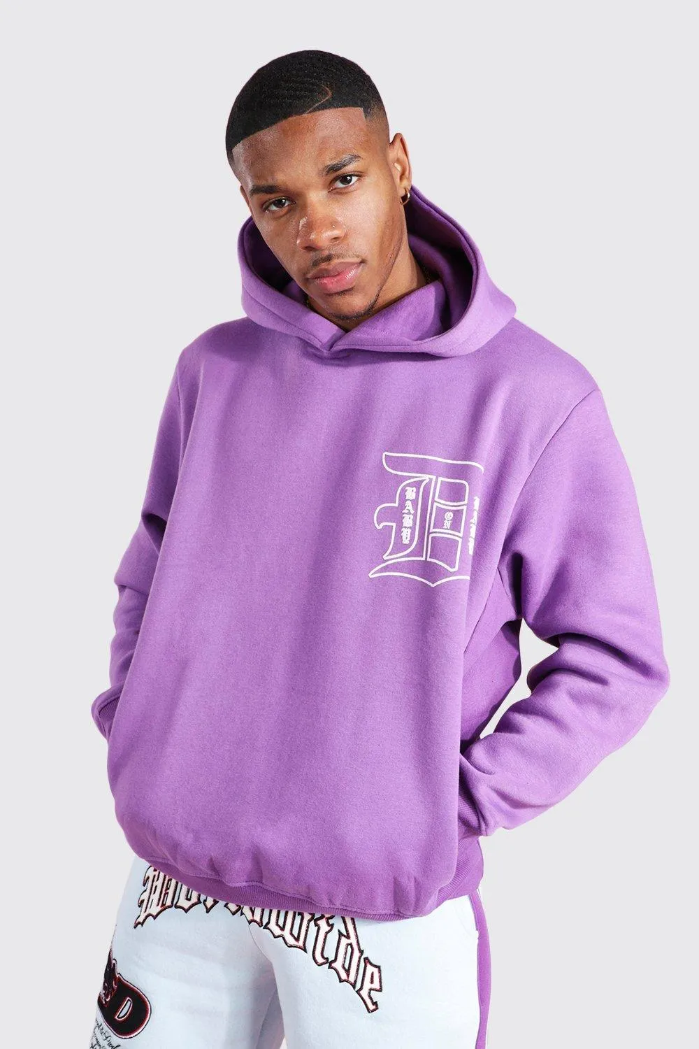 Slogan Front & Back Print Hoodie | boohooMAN UK