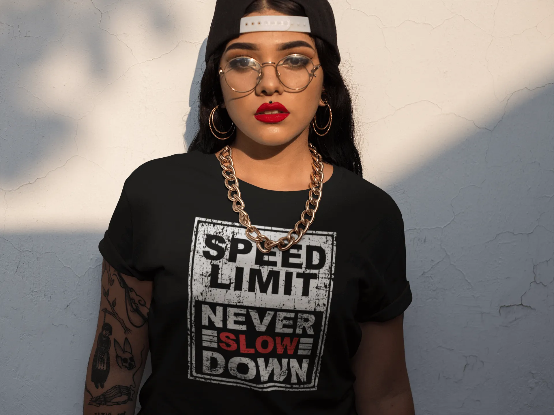 Speed Limit- Never Slow Down - Grunge Effect T-shirt & Hoodie