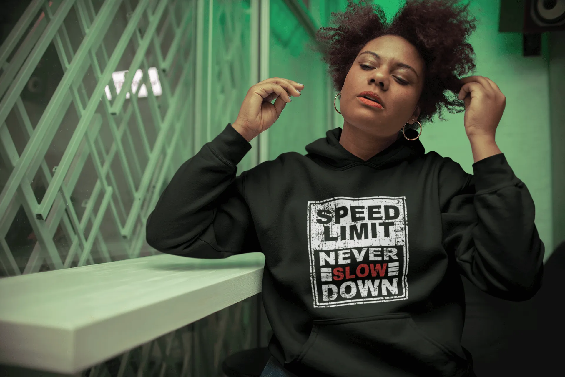 Speed Limit- Never Slow Down - Grunge Effect T-shirt & Hoodie