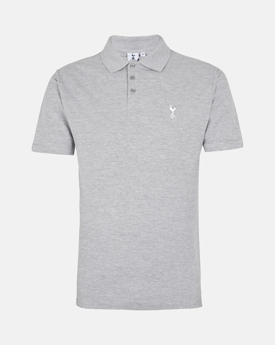 Spurs Mens Grey Cotton Pique Polo