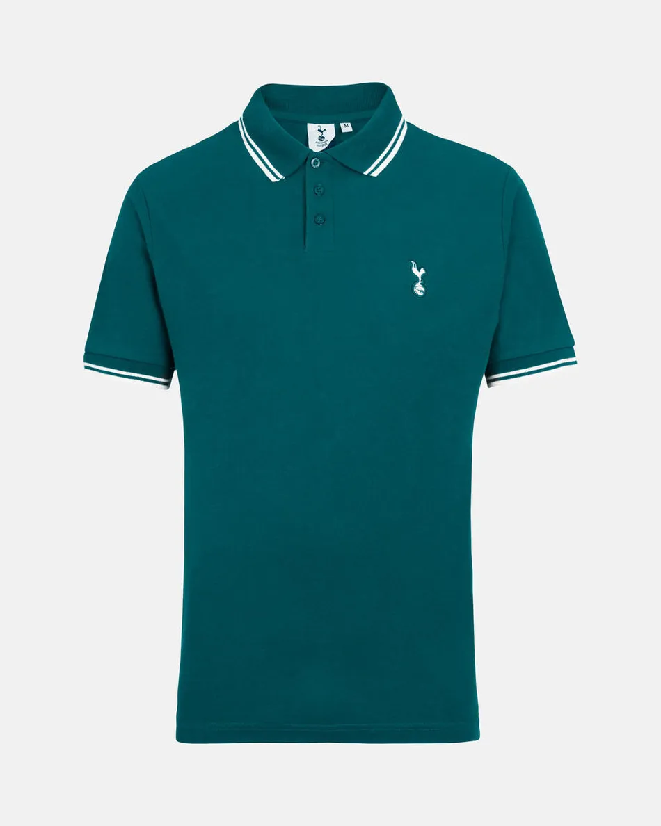 Spurs Mens Teal Tipped Cotton Pique Polo