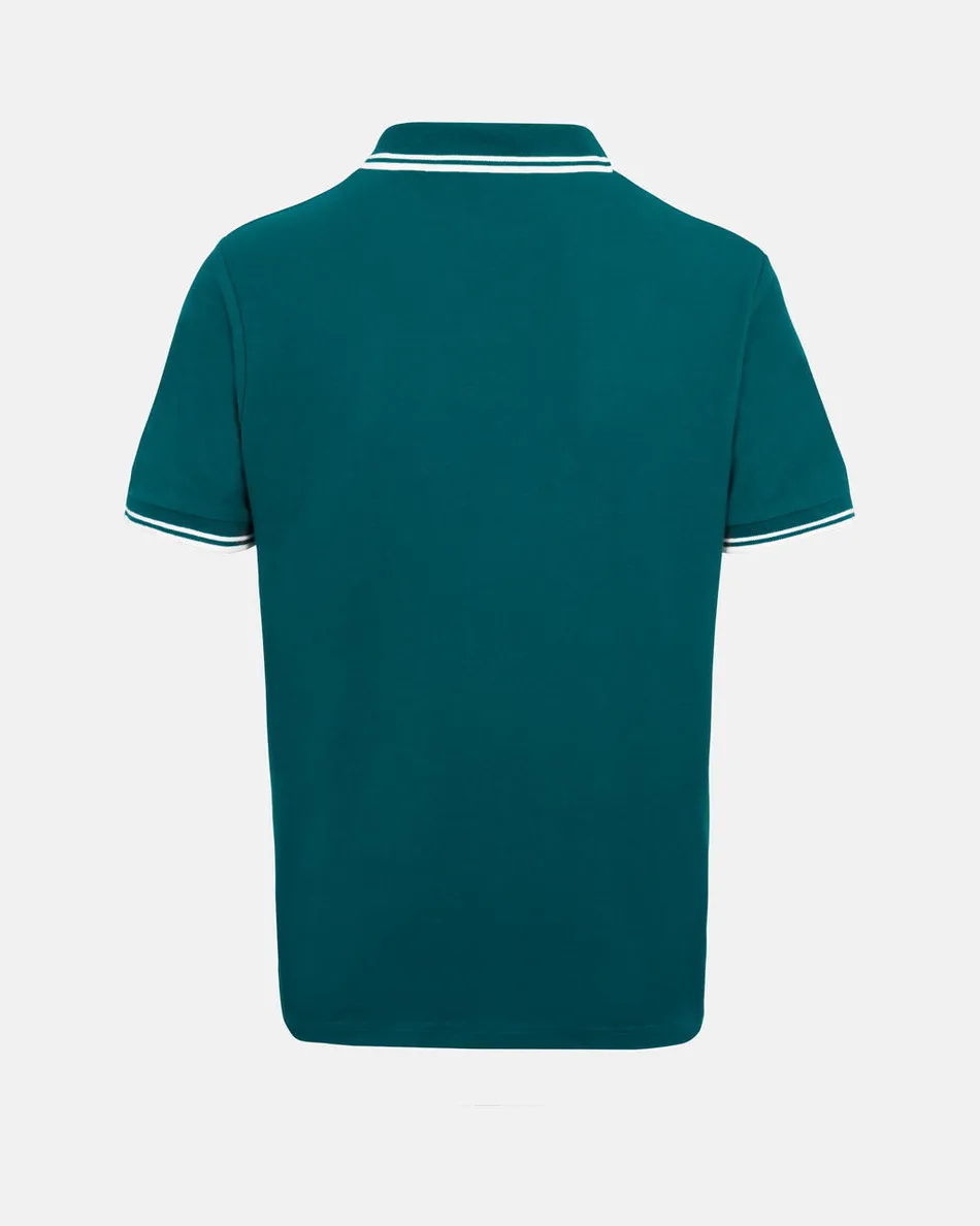 Spurs Mens Teal Tipped Cotton Pique Polo