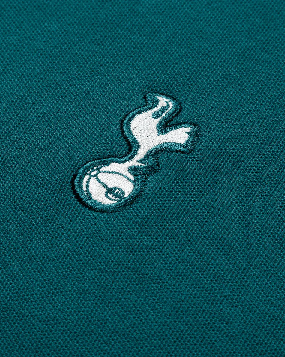 Spurs Mens Teal Tipped Cotton Pique Polo