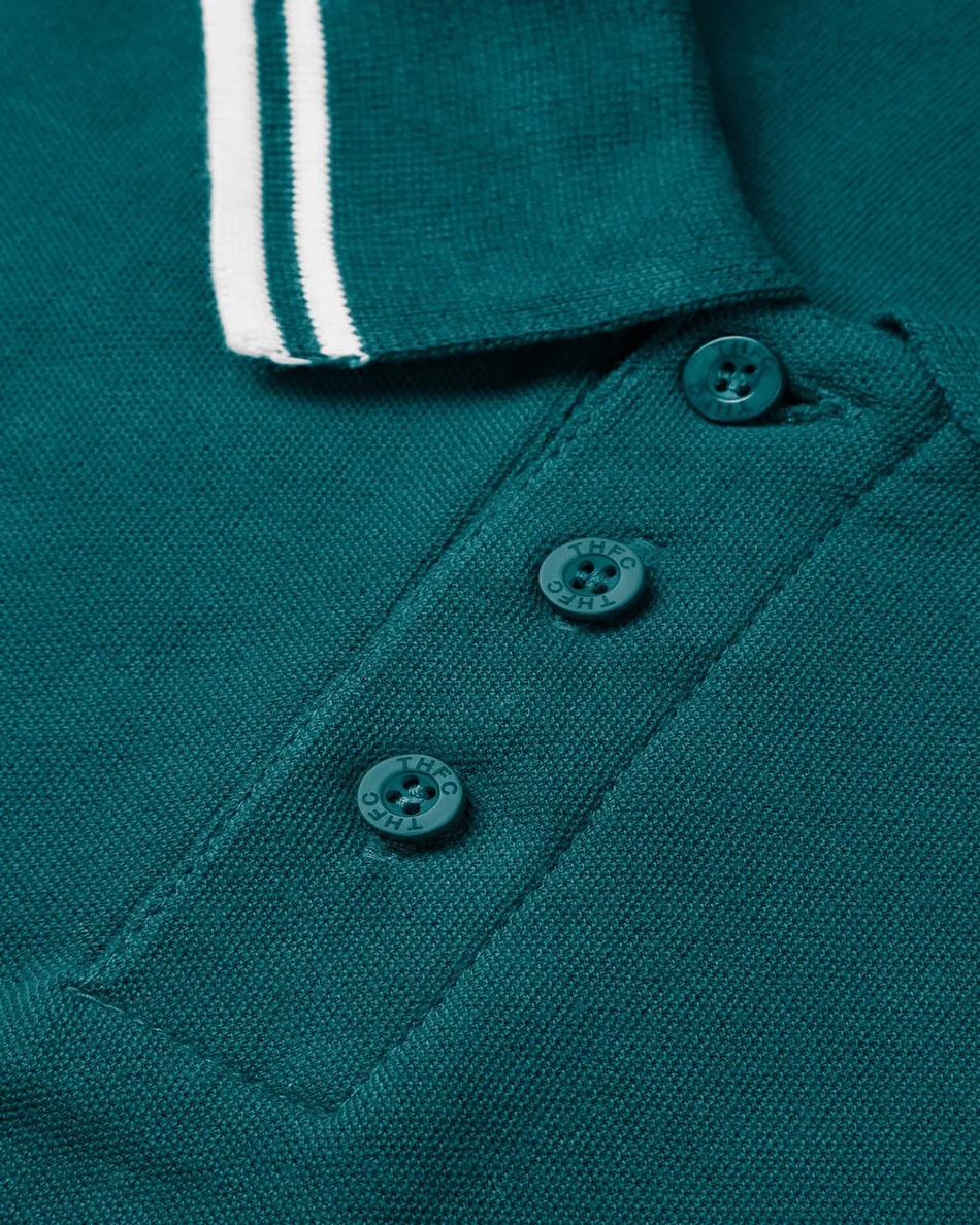 Spurs Mens Teal Tipped Cotton Pique Polo