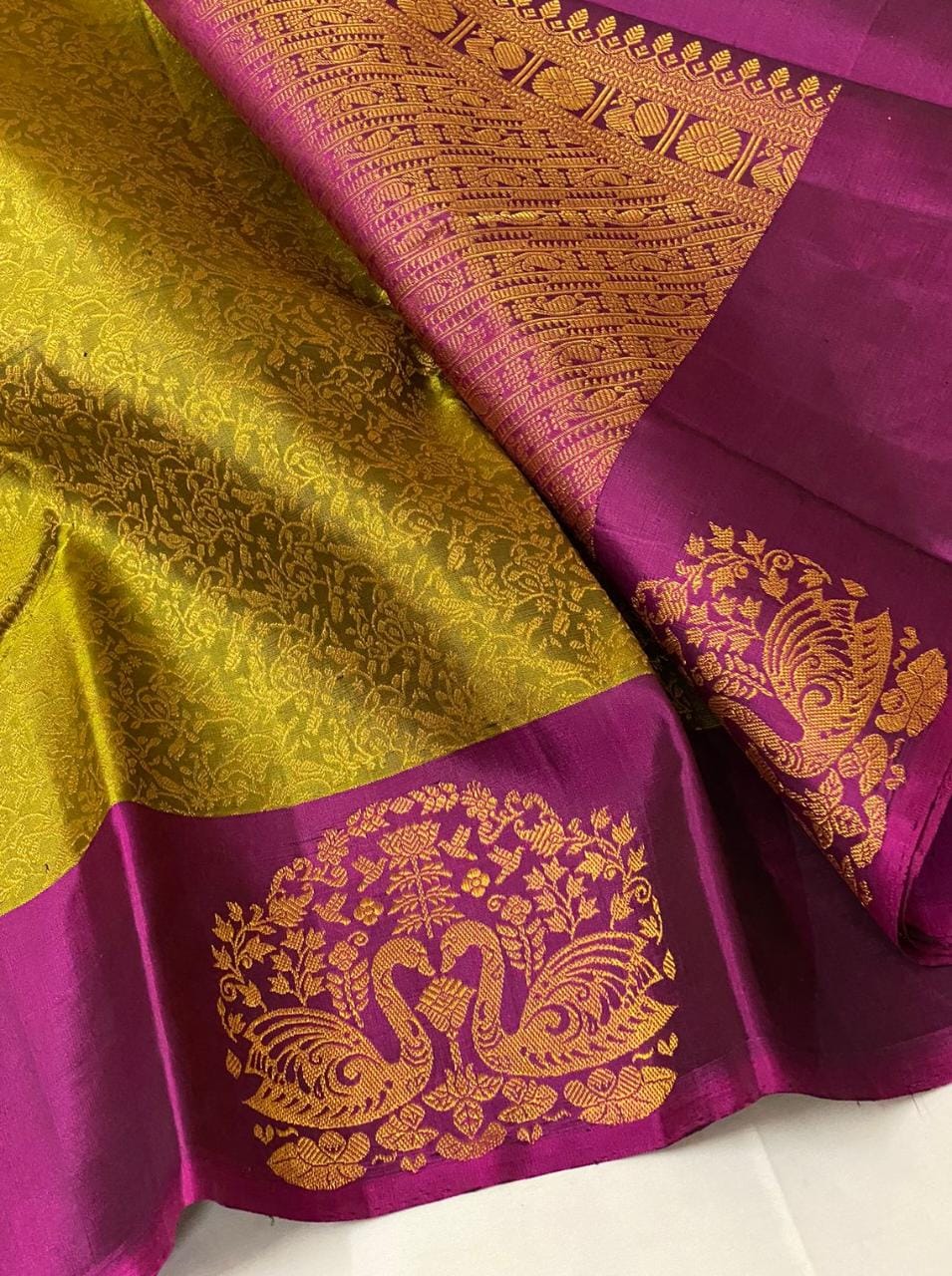 Suhasini , Golden Yellow and Pink Shade Pure Kanjivaram Silk Saree for Women-PIY001PKS