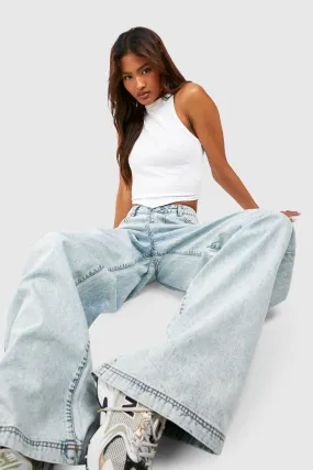 Tall Light Acid Wash Wide Leg Jeans