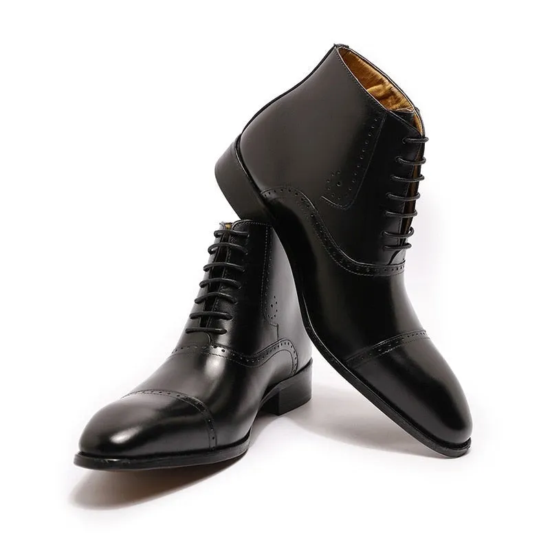 The Fazona - Classic Brogue Leather Boots For Men