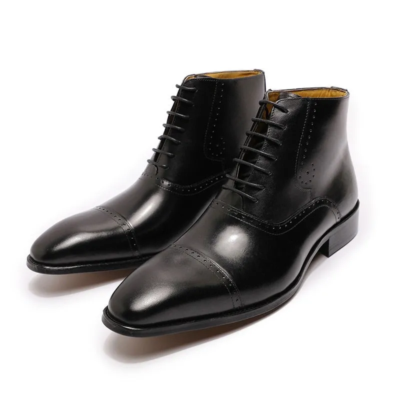 The Fazona - Classic Brogue Leather Boots For Men