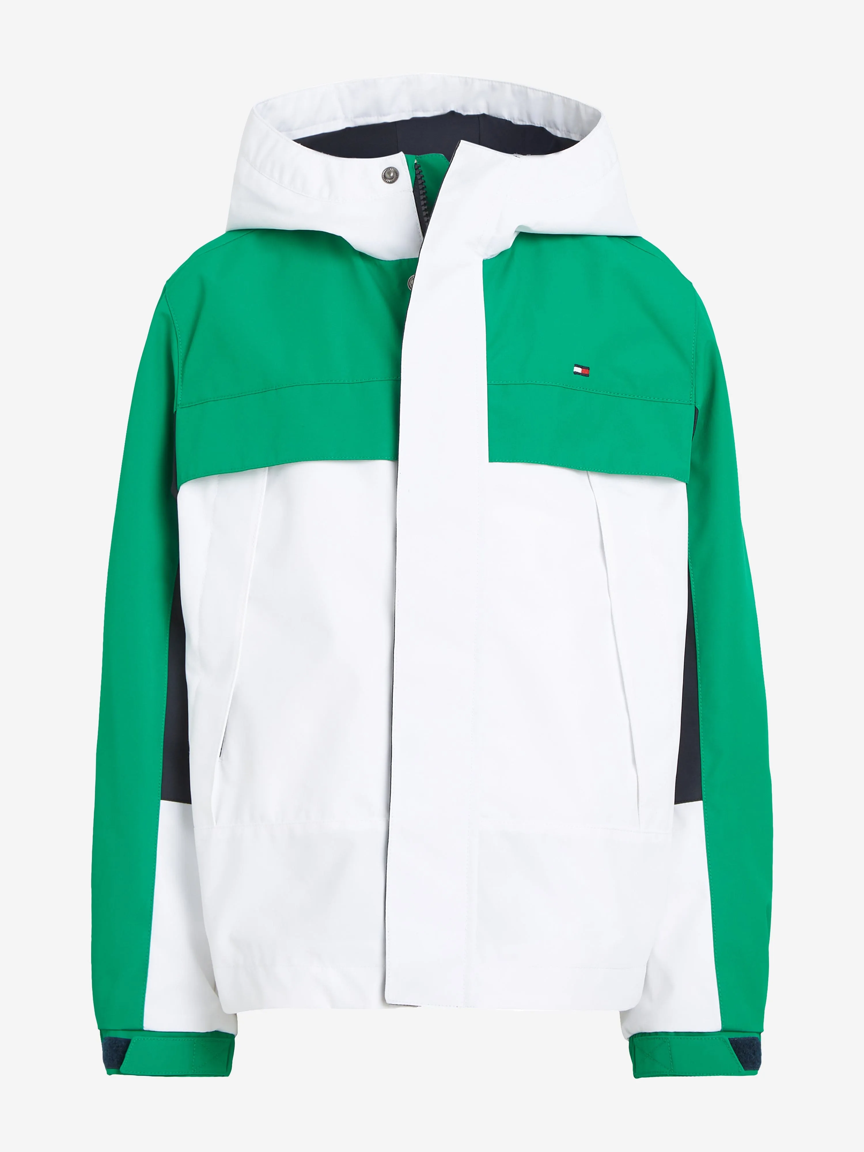 Tommy Hilfiger Boys Colourblock Hooded Jacket in Green