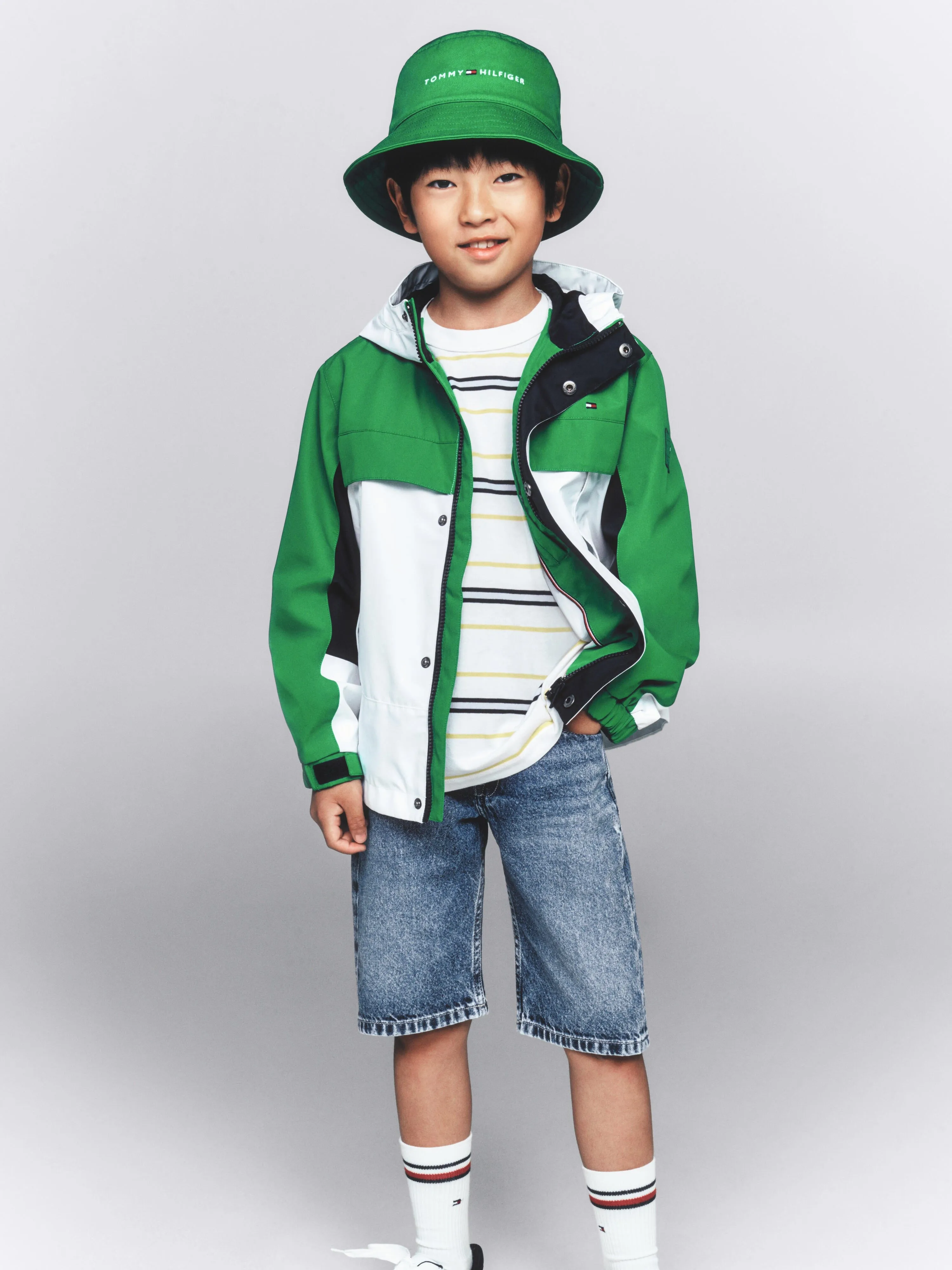 Tommy Hilfiger Boys Colourblock Hooded Jacket in Green