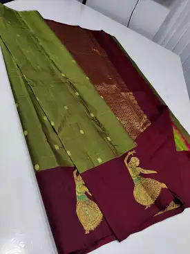 Traditional Bharatnatyam Dancers Design Kanjeevaram Silk Saree for Women -SRISAI001BSB