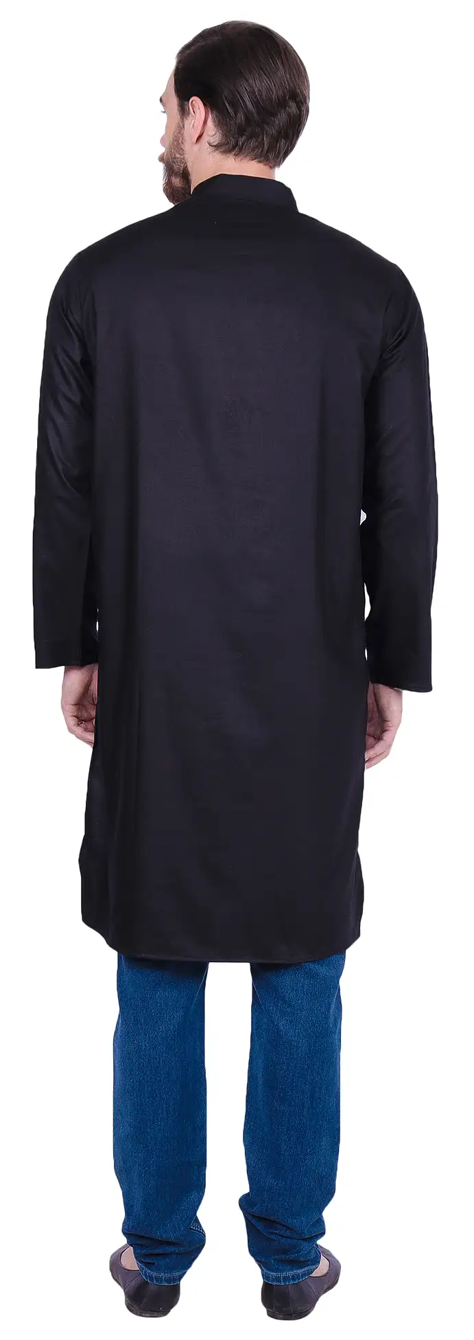 Traditional Men's Long Kurta India Clothes (Black)