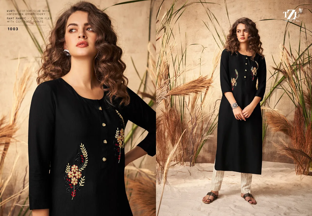 TZU LIFESTYLE MAAHI HAND WORK KURTI WITH PLAZO COLLECTION