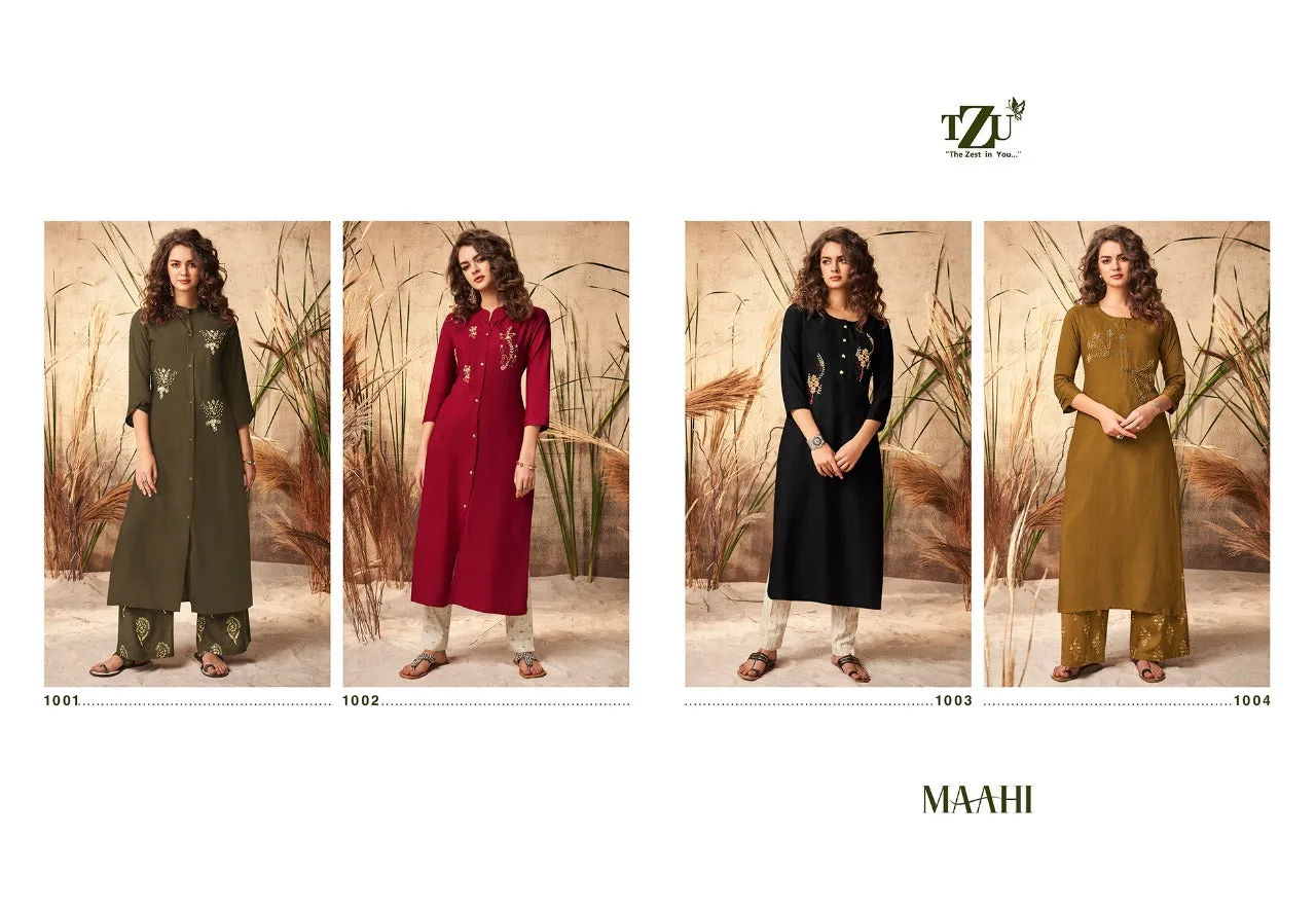 TZU LIFESTYLE MAAHI HAND WORK KURTI WITH PLAZO COLLECTION