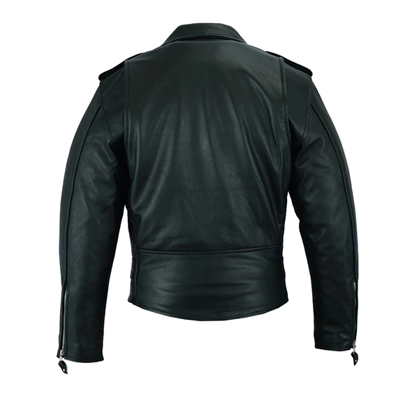 UK Men Black Biker Leather Jacket - Famous Jackets