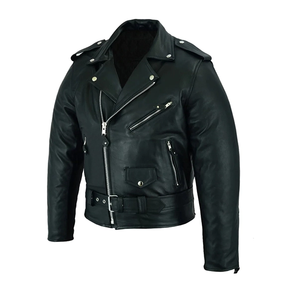 UK Men Black Biker Leather Jacket - Famous Jackets