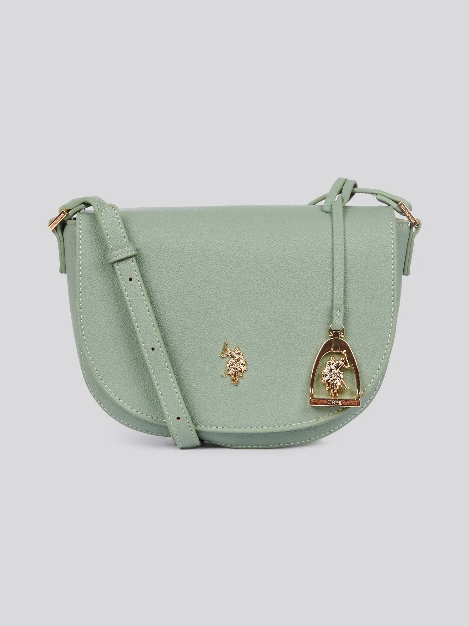 U.S. Polo Assn. Womens Jones Flap Crossbody Bag in Sage