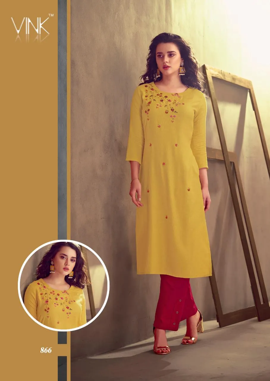 VINK GRACE COTTON EMBROIDERY WORK KURTI COLLECTION