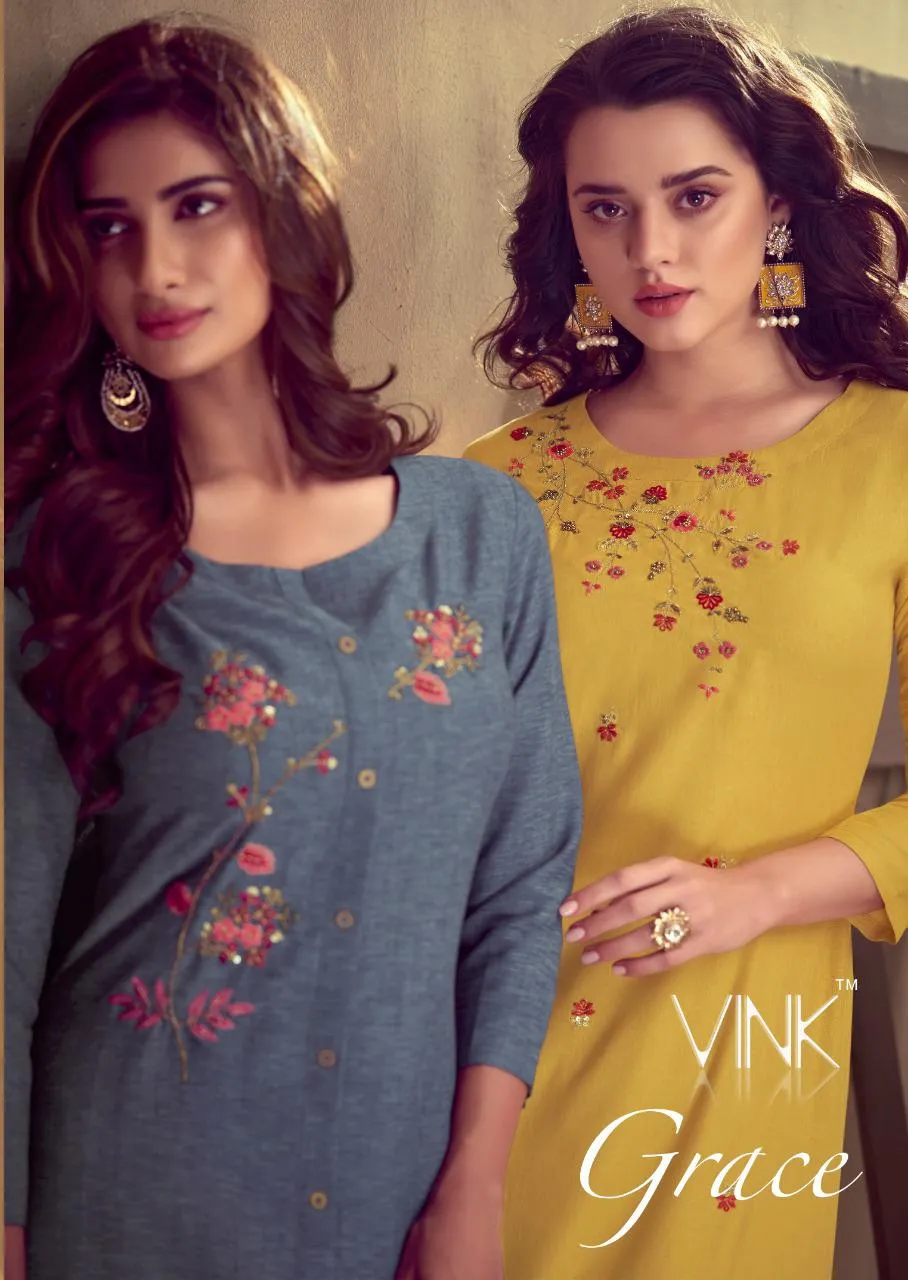 VINK GRACE COTTON EMBROIDERY WORK KURTI COLLECTION