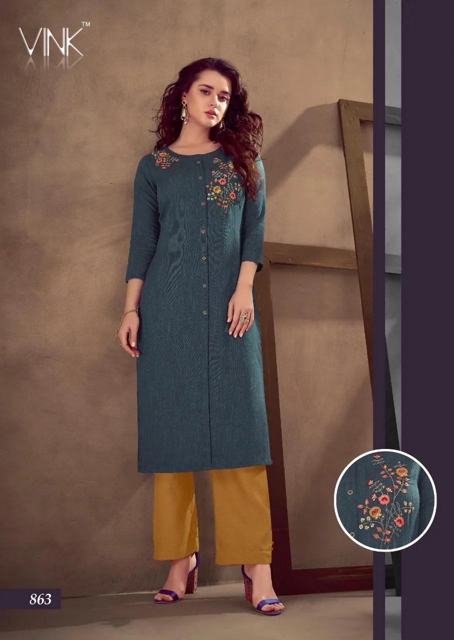 VINK GRACE COTTON EMBROIDERY WORK KURTI COLLECTION