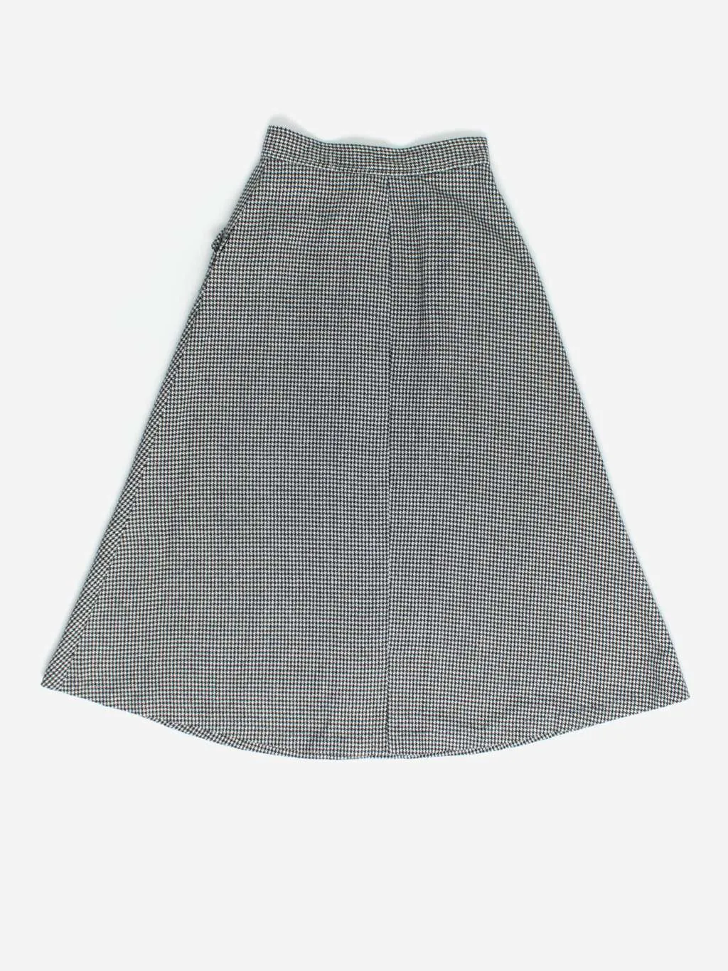 Vintage A-line dogtooth maxi skirt in black and white – 2XS